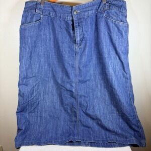 CJ Banks Maxi Denim Skirt Womens Plus 20W Blue Jean 100% Cotton 5 Pocket Modest